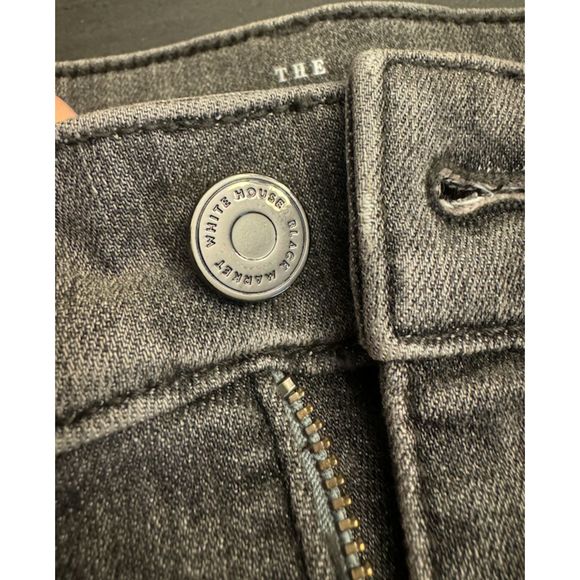 White House Black Market Dark Gray Side Bling Stretchy Straight Jeans Sz 6 - Picture 8 of 13